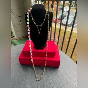 Vibrant Multicolor Butterfly Necklace with Gold Chain